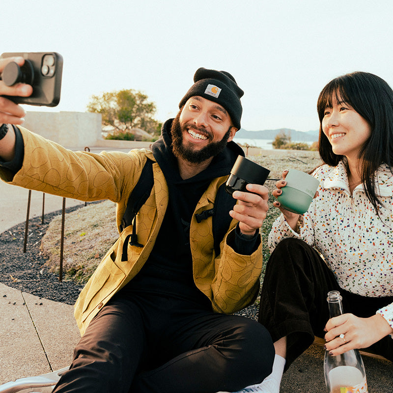 8oz-rise-lowball-tumbler-n8 8oz_rise_lowball_black_iceberg_couple_selfie_city_square.jpg